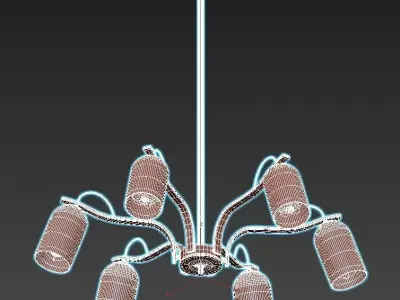 Favourite-Grover six light chandelier in brass with shades 3D model