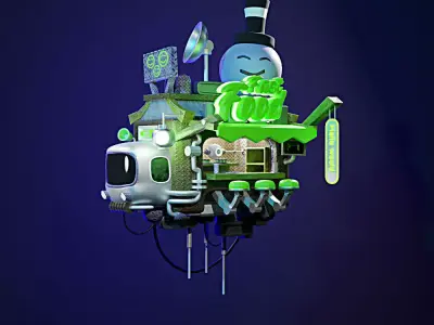 3d cyberpunk truck  Low-poly 3D model