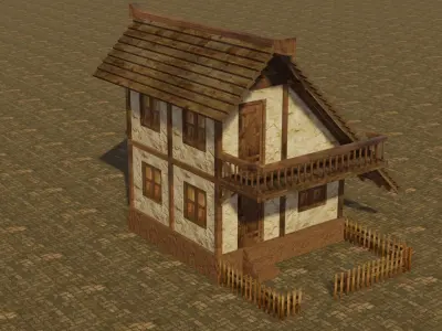 Medieval house 14 Low-poly 3D model