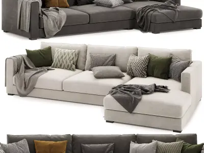 Brockley Large Chaise Corner Sofa 3D model
