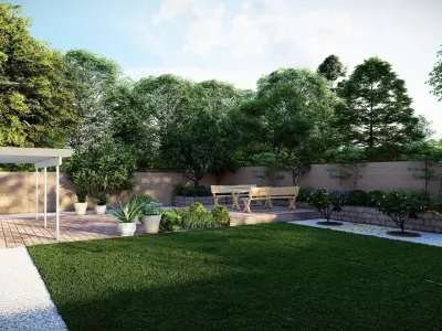 3D Exterior Scene 3D model design garden and landscape 3D 3D model 2