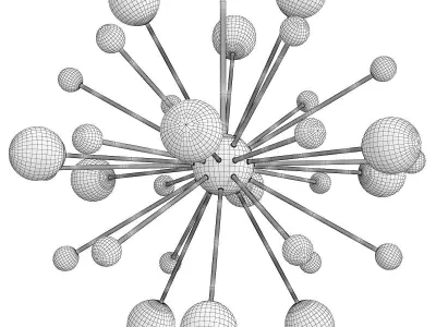 LED gold design chandelier with multiple glass balls Creative Low-poly 3D model