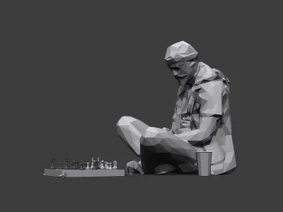 Street Chessplayer Low-poly 3D model