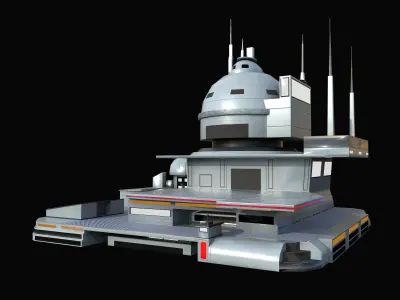 futuristic spaceport Low-poly 3D model