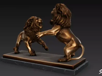 Lion Statue V47 Low-poly 3D model