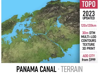 Panama - Terrain Low-poly 3D model
