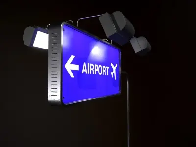 Airport Sign Board 004 Low-poly 3D model