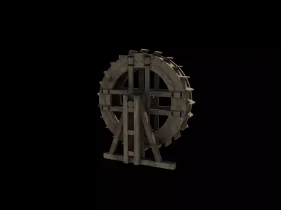 wooden water wheels 06 3D model