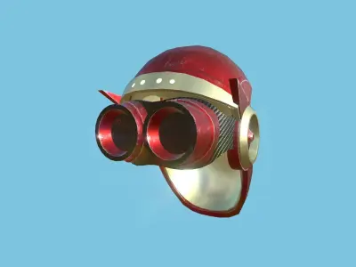 SciFi Helmet 04 - Red Gold Iron - Character Design Fashion Low-poly 3D model