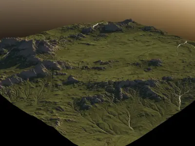 Realistic Green Rocky Mountains  3D model