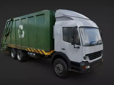 Trash garbage Truck Low-poly 3D model