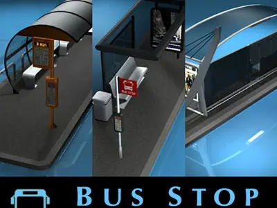 Bus stop collection 3D model