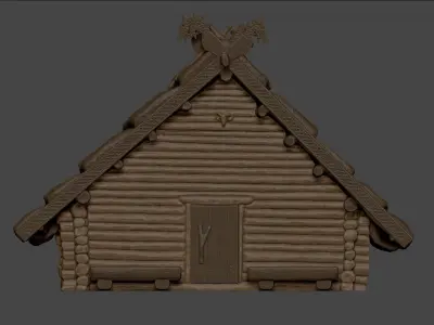 Viking wooden house 3D print model