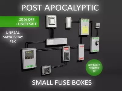 Post Apocalyptic Small Fuse Boxes Low-poly 3D model