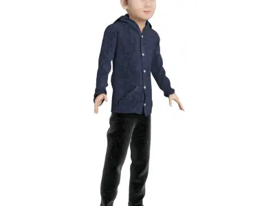 Boy real cloth simulation conversation loop animation 4 3D model
