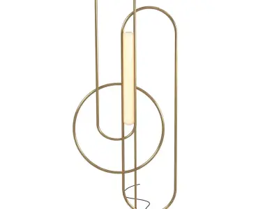 Contemporary Brass Floor Lamp with Geometric Frame 3D model