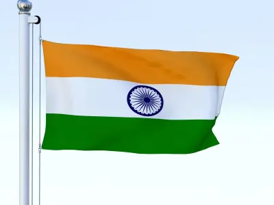 Animated India Flag Low-poly 3D model