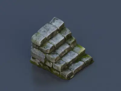Stone staircase Low-poly 3D model