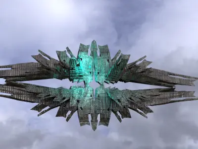Cyberpunk Dystopian crystal Star tower 4 3D model