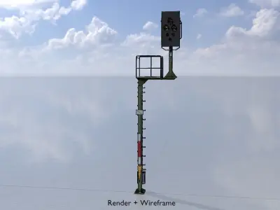 KS-Railway Signal Post 7000mm Version-1 Low-poly 3D model