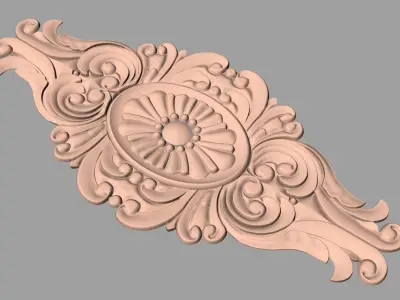 Bed door flower 3D relief STL model for CNC engraving E539 3D model