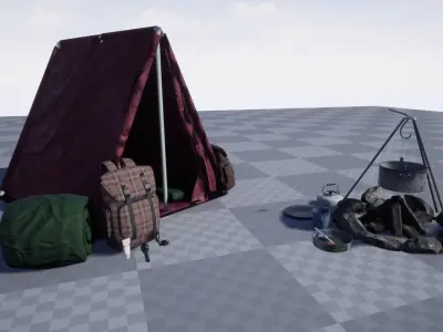 Camping and Survival pack Props UE4 or UE5 Low-poly 3D model
