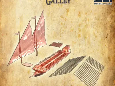 17 Century Galley 28 mm Tabletop Terrain 3D print model