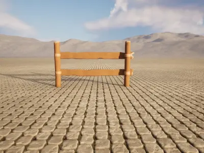 Meadow wooden barrier Low-poly 3D model