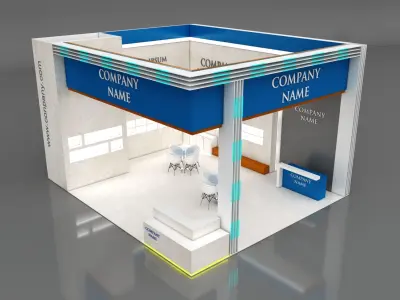 Booth Exhibition Stand Stall 7x8m Height 500 cm 2 Side Open 3D model