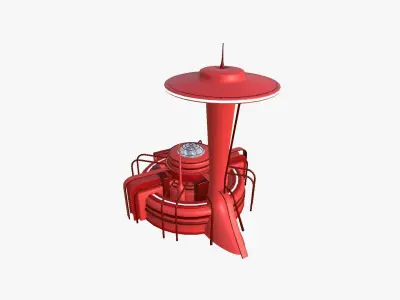 SciFi Facility D05 Red - Sci Fi Exterior Design Low-poly 3D model
