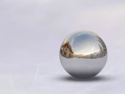 Luxury Alpine Wooden Chalet on Snowy Mountain Ski Slope HDRI  Low-poly 3D model