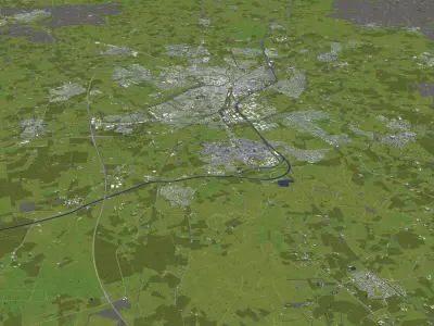 Muenster Germany 50x50km 3D City Map 3D model