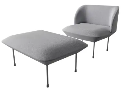 Oslo lounge chair and Pouf 3D model