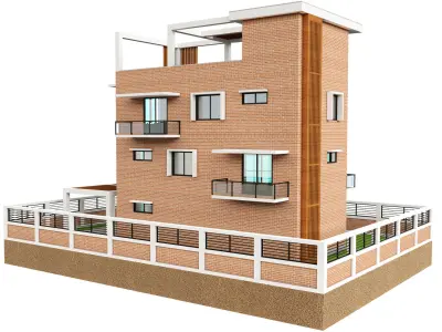 Modern Brick House 2 3D model