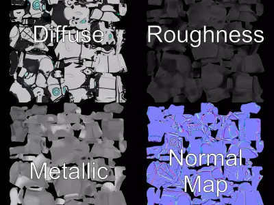 Futuristic Humanoid Robot Character Model Pack Low-poly 3D model