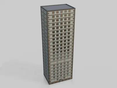 Sci-Fi High Rise Building Set Low-poly 3D model