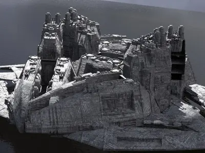 Alien Missile Defense base kit bash 1 3D model