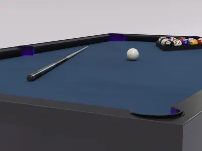 billiard Pool Table with stick and 16 balls Low-poly 3D model Low-poly 3D model