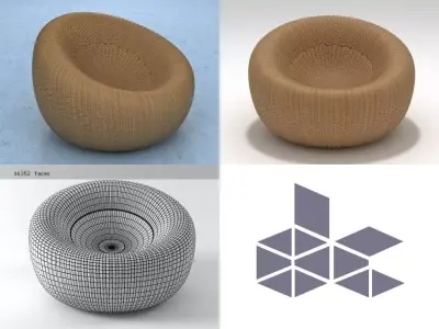 Palla chair with circular shape 3D model