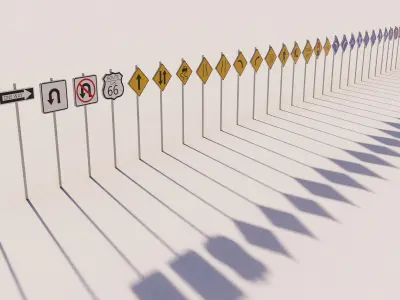 Road Street Traffic Sign Pack 3D model