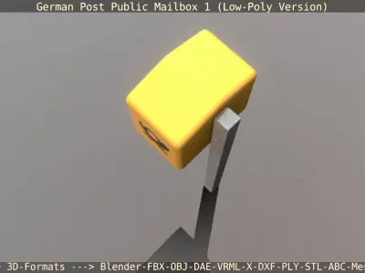 German Post Public Mailbox 1 Low-Poly Version  Low-poly 3D model