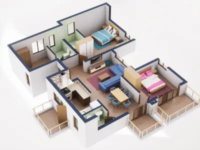 3D Floor Plan 42 3D model