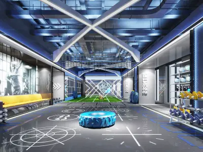 gymnasium gym with exercise machines  3D model 3D model