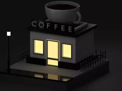 Coffee shop Low-poly 3D model