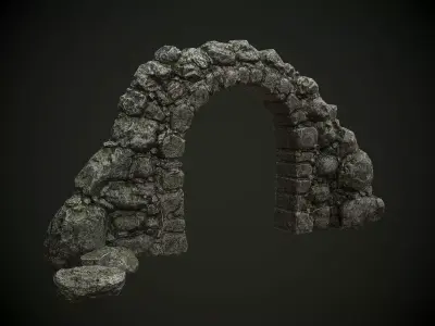Mossy stone arch Low-poly 3D model