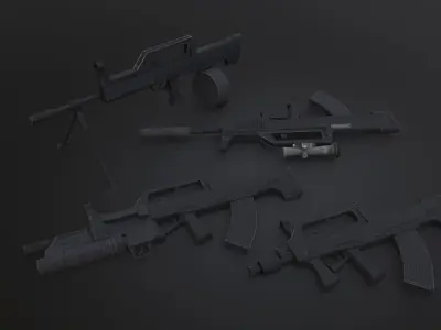 QBZ 95 QBB95 QBZ95B pack  Low-poly 3D model