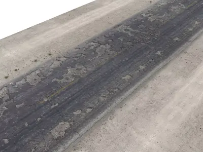Damaged asphalt road Low-poly 3D model