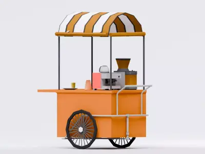 Amusement Park - Food Cart 1  Low-poly 3D model
