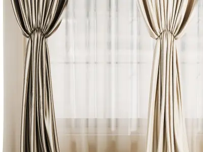 Silk and Satin Curtain Low-poly 3D model