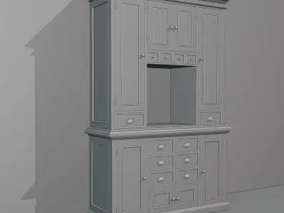 White wooden kitchen cabinet 3D model